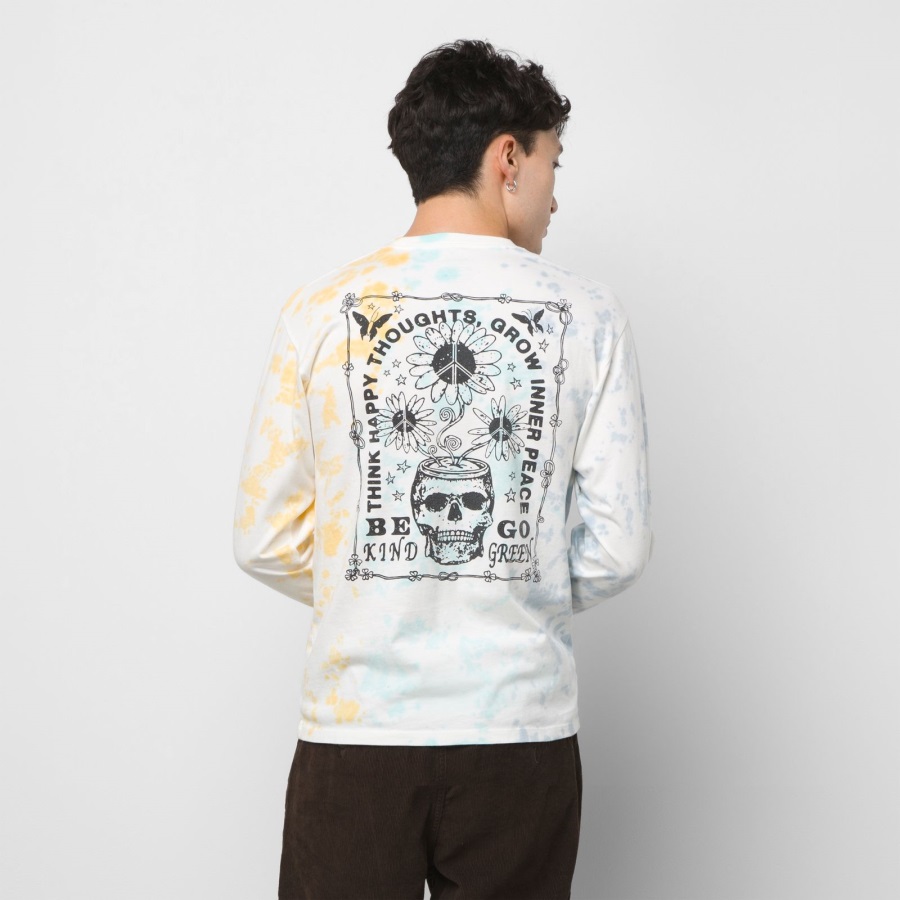 Vans Think Happy Tie Dye T-shirt Manches Longues Bleu-aqua Sky-jaune