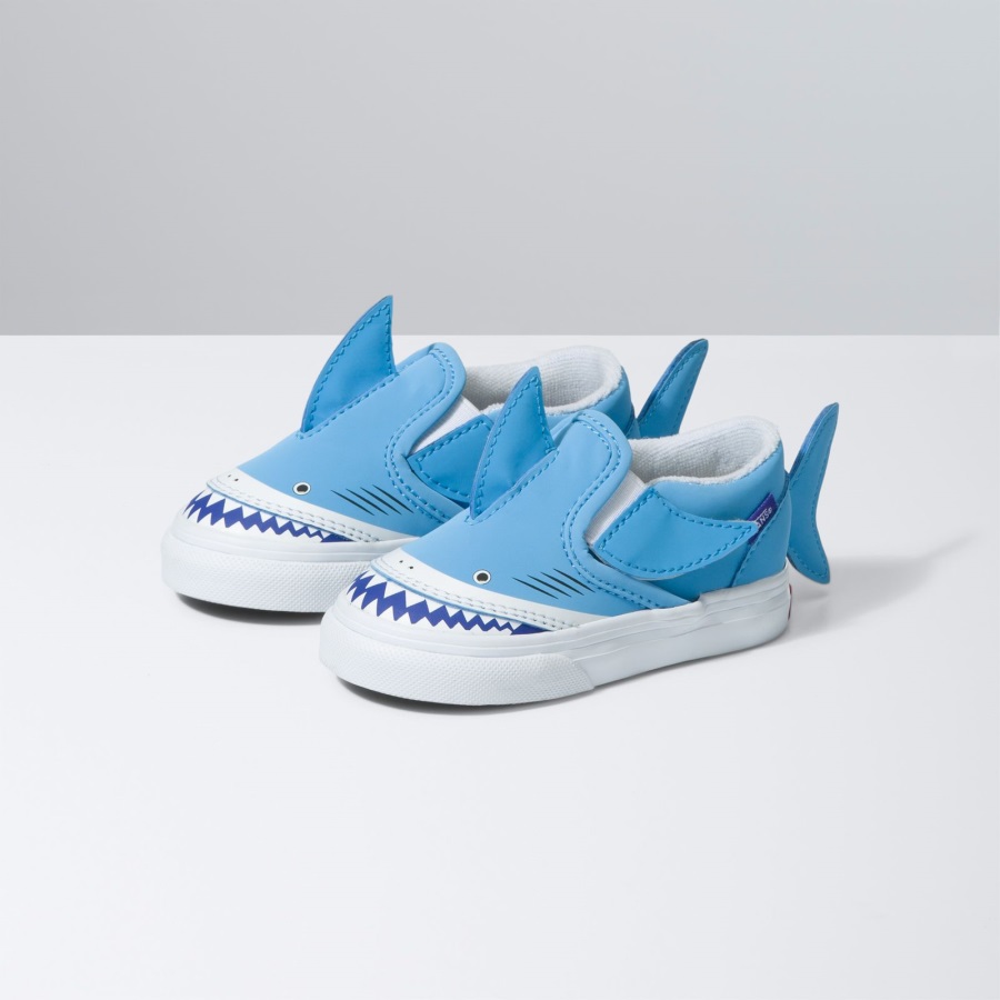 Vans Bambin Slip-on V Shark Bleu-true Blanc