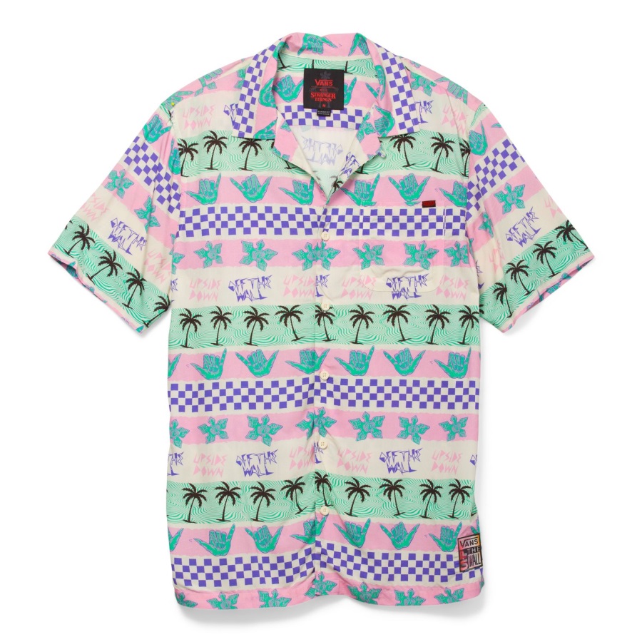 Vans X Stranger Things Chemise Boutonnée à Rayures Californiennes Rose
