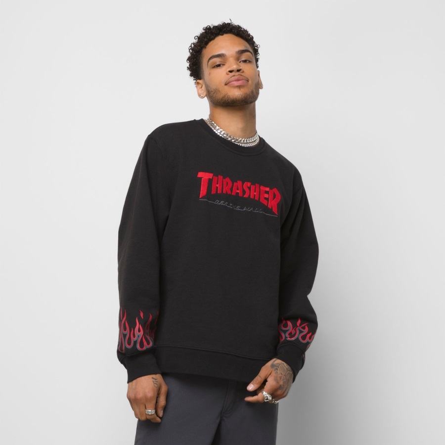 Vans X Thrasher Flamme Ras Du Cou Noir