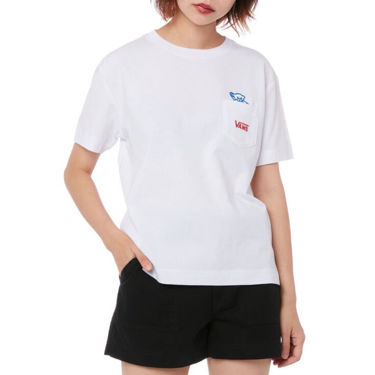T-shirt Vans Bear Poche Intégrée Blanc