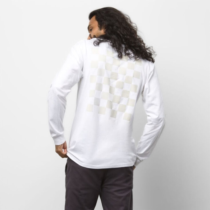 Vans Damier 21 T-shirt Manches Longues Blanc
