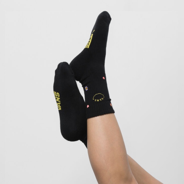 Vans Brodé Crew Sock (taille 6.5-10 1 Pack) Noir