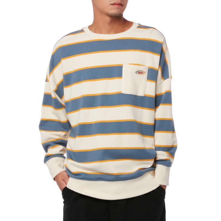 Vans Pull à Rayures Frohlich Crew Cement Blue Stripe