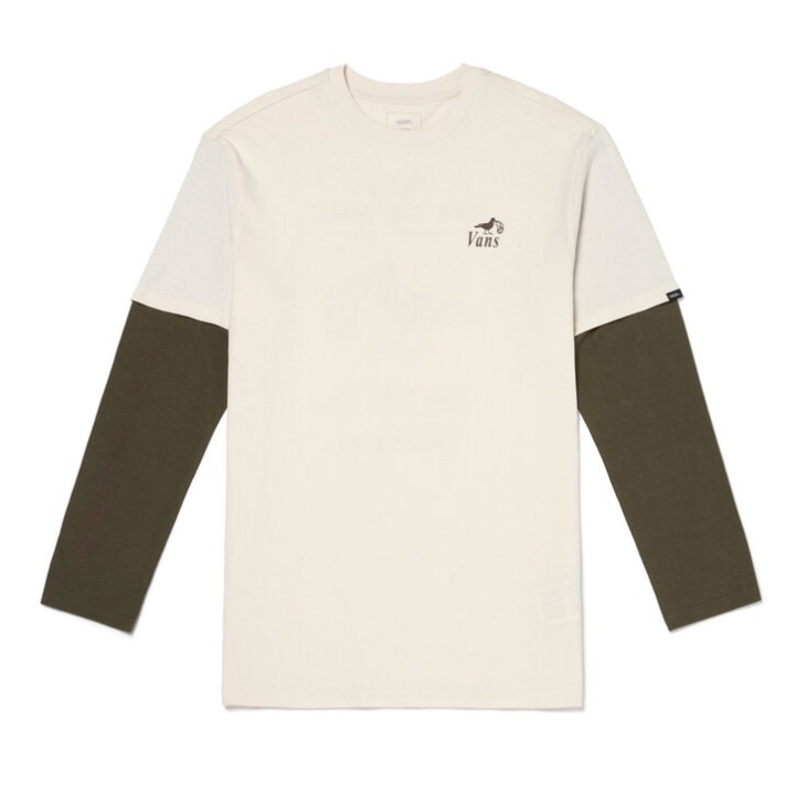 Vans Planet In Mind T-shirt Manches Longues Superposé Blanc Antique