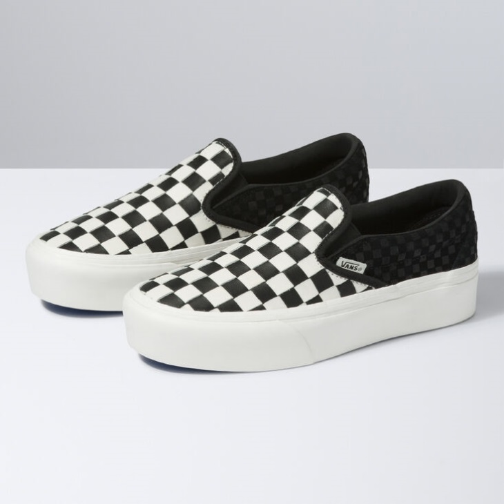 Vans Woven Classic Slip-on Platform Cuir-blanc De Blanc