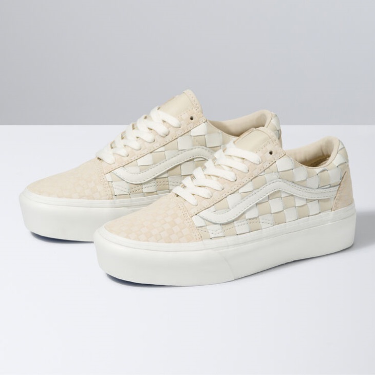Vans Woven Old Skool Platform Cuir-blanc De Blanc