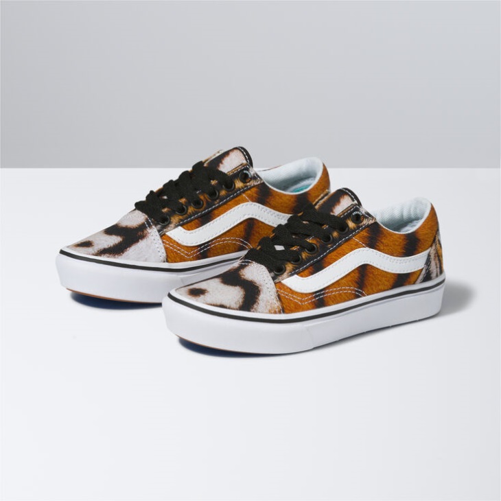 Vans X Project Cat Enfants Comfycush Old Skool Projectcat-multi Tigre