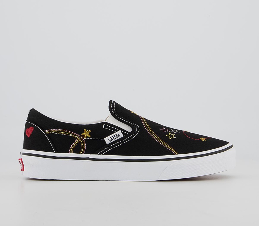 Vans Baskets Classiques à Enfiler étoile Dorée Noire