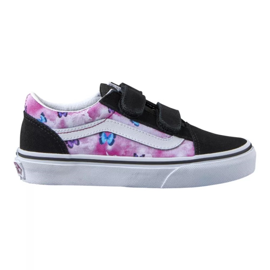 Vans Kids' Pre-Skool Old Skool V Butterfly Dream Chaussures De Skate Baskets Filles Fuchsia Red-True White