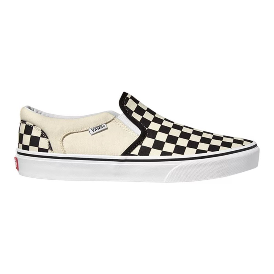 Vans Homme Asher Skate Chaussures Baskets Casual Slip-on Toile Noir-naturel