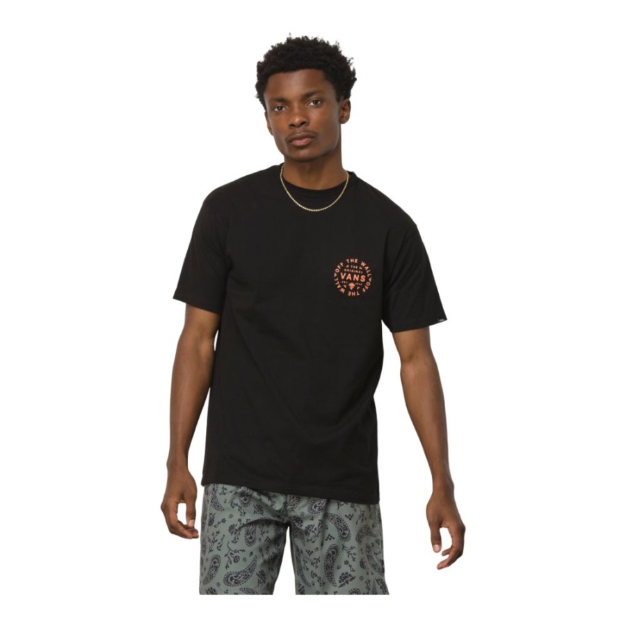 Vans Bandana Paisley T Shirt Homme Manches Courtes Col Rond Coton Poche Logo Noir