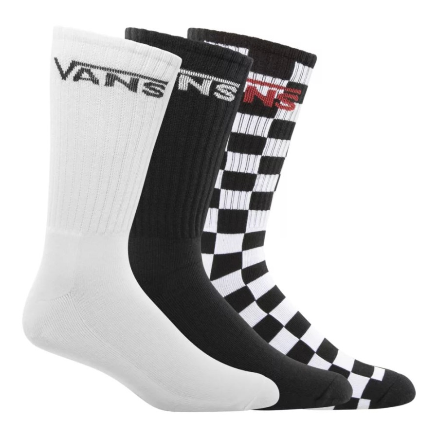 Vans Classic All Over Crew Chaussettes Homme - Pack De 3 Noir-Damier