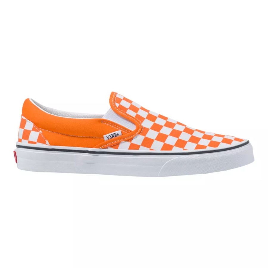 Vans Homme Damier Classique Chaussures De Skate Baskets Basses Décontractées Sans Lacet Orange-blanc