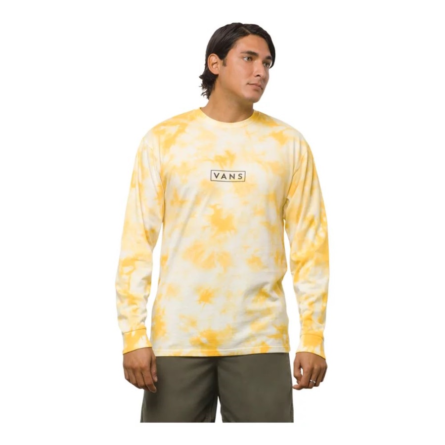 Vans Men's Easy Box T Shirt Long Sleeve Crew Neck Cotton Tie Dye Tie Mellow Yellow