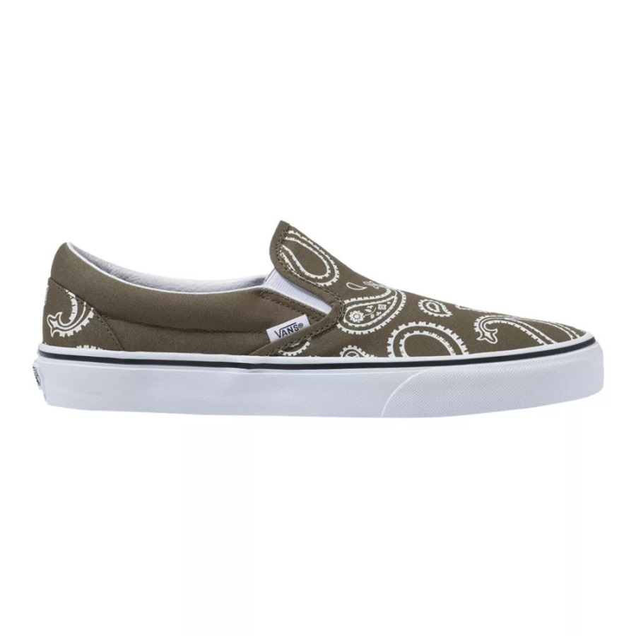 Vans Peace Paisley Classic Chaussures De Skate Pour Homme Baskets Basses Feuille De Raisin-Blanc