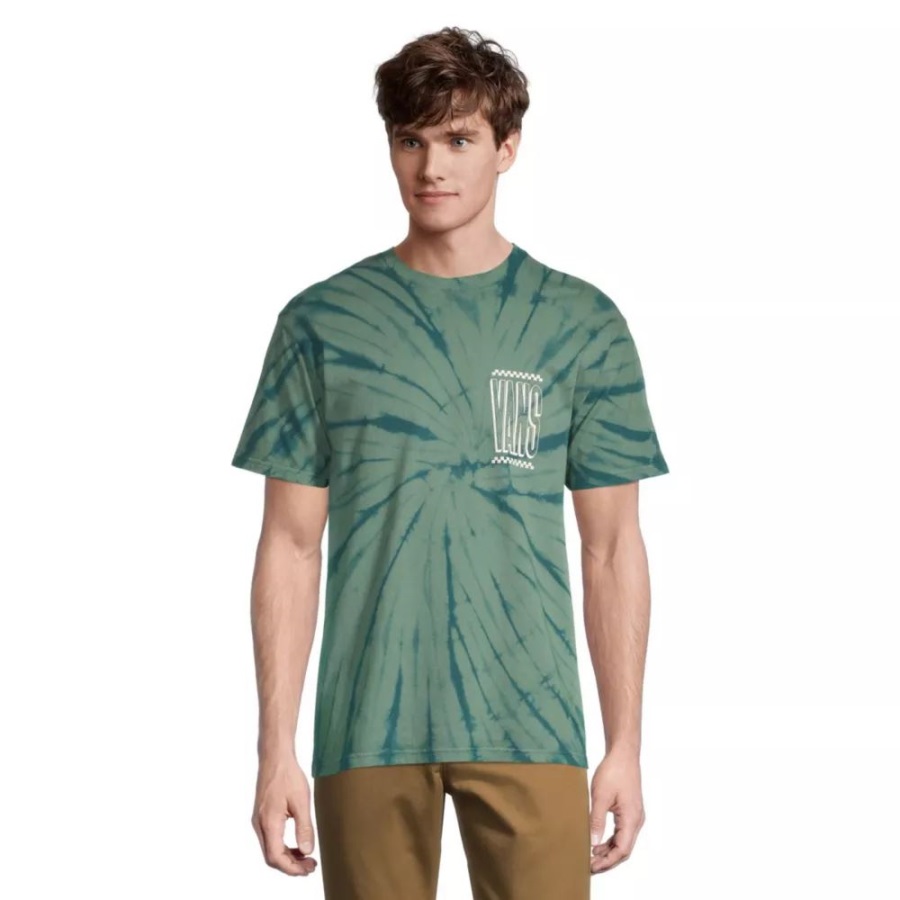 Vans Homme Tall Type T Shirt Manches Courtes Col Rond Coton Tie Dye Graphique Vert Canard