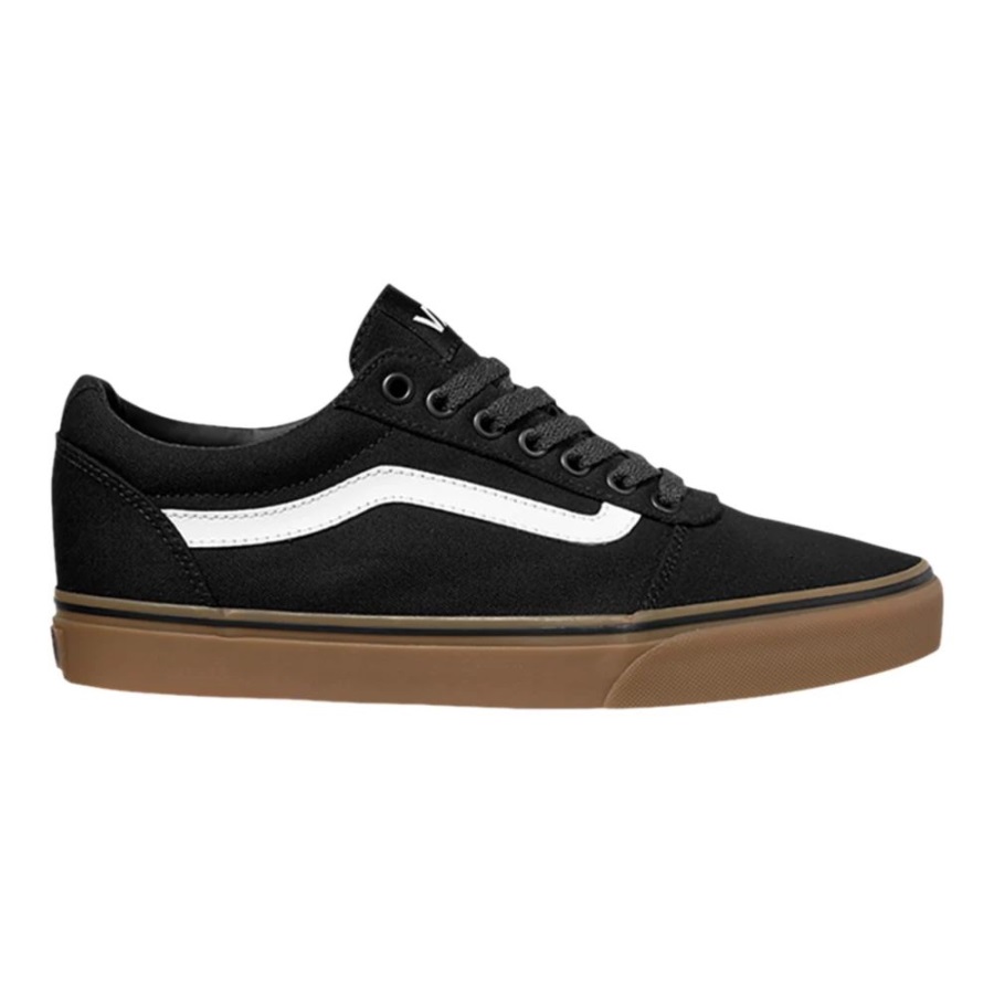 Vans Ward Chaussures De Skate Pour Hommes Baskets Basses Décontractées à Enfiler En Toile Légères Black-gum
