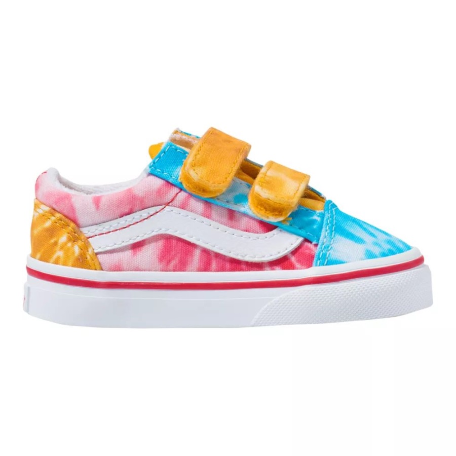 Vans Bambin Enfants Old Skool V Chaussures De Skate Tie Dye Multi-vrai Blanc