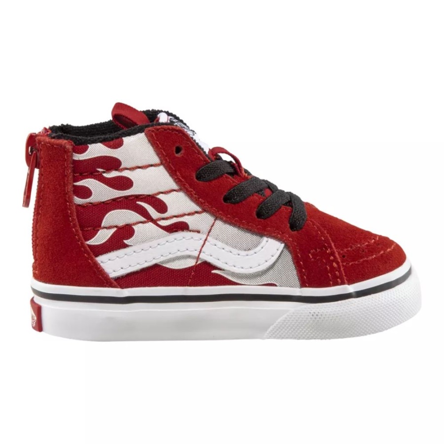 Vans Bambin Enfants Sk8-hi Zip Chaussures De Skate Course Rouge-noir