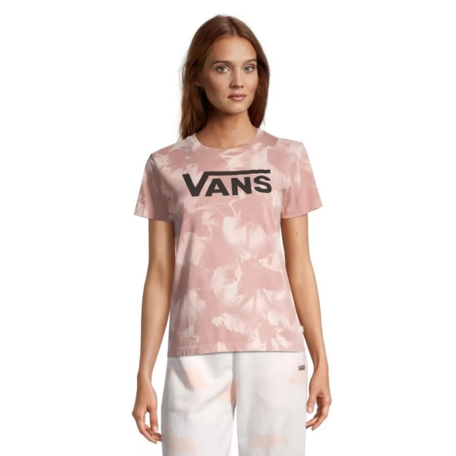 Vans - T-shirt Femme Logo Wash Crew Wash Pêche Whip