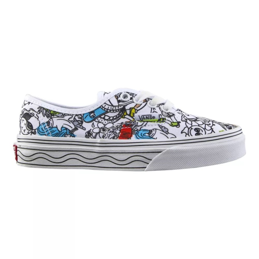 Vans X Crayola Enfants Pre-skool Authentiques Chaussures De Skate Baskets Garçons Bas Casual Bricolage-croquis à Ta Façon