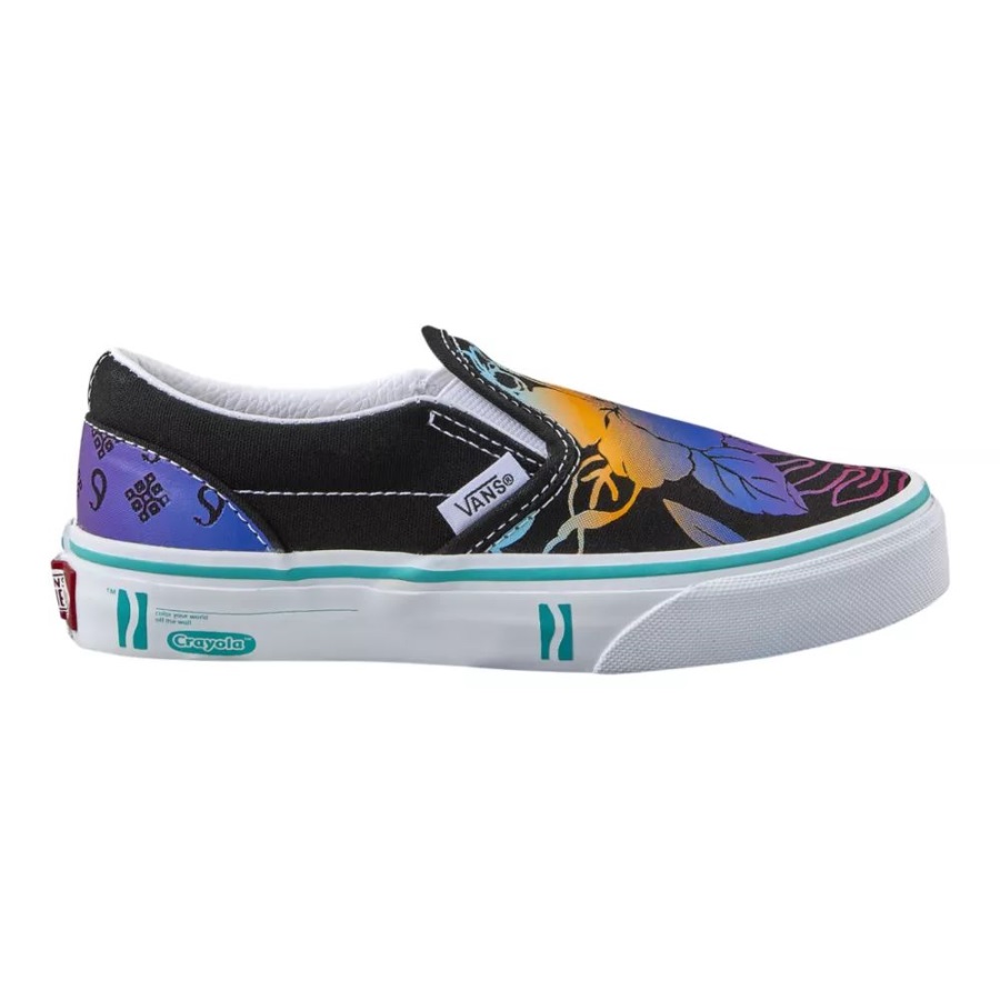 Vans X Crayola Chaussures De Skate Classiques Pre-skool Pour Enfants Baskets Filles à Enfiler à Enfiler Bricolage-tracez Vos Rêves