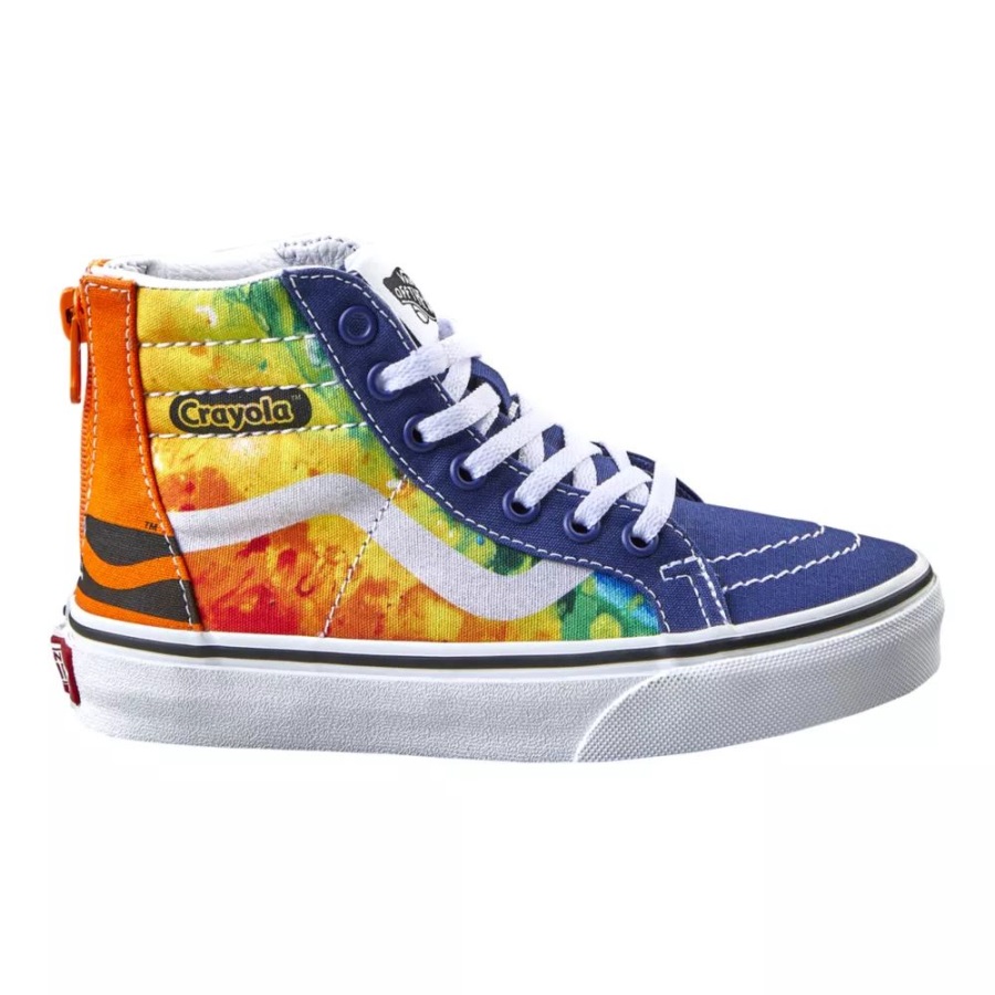 Vans X Crayola Pre-skool Sk8 Chaussures De Skate Pour Enfant Baskets Basses Pour Garçon Fermeture éclair Crayola Mashup Melt