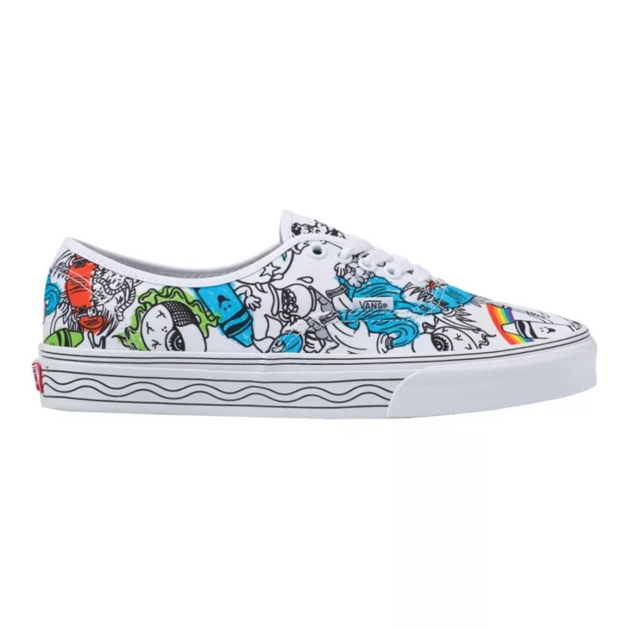 Vans X Crayola Authentiques Chaussures De Skate Pour Hommes Baskets Basses Décontractées Blanc-multi