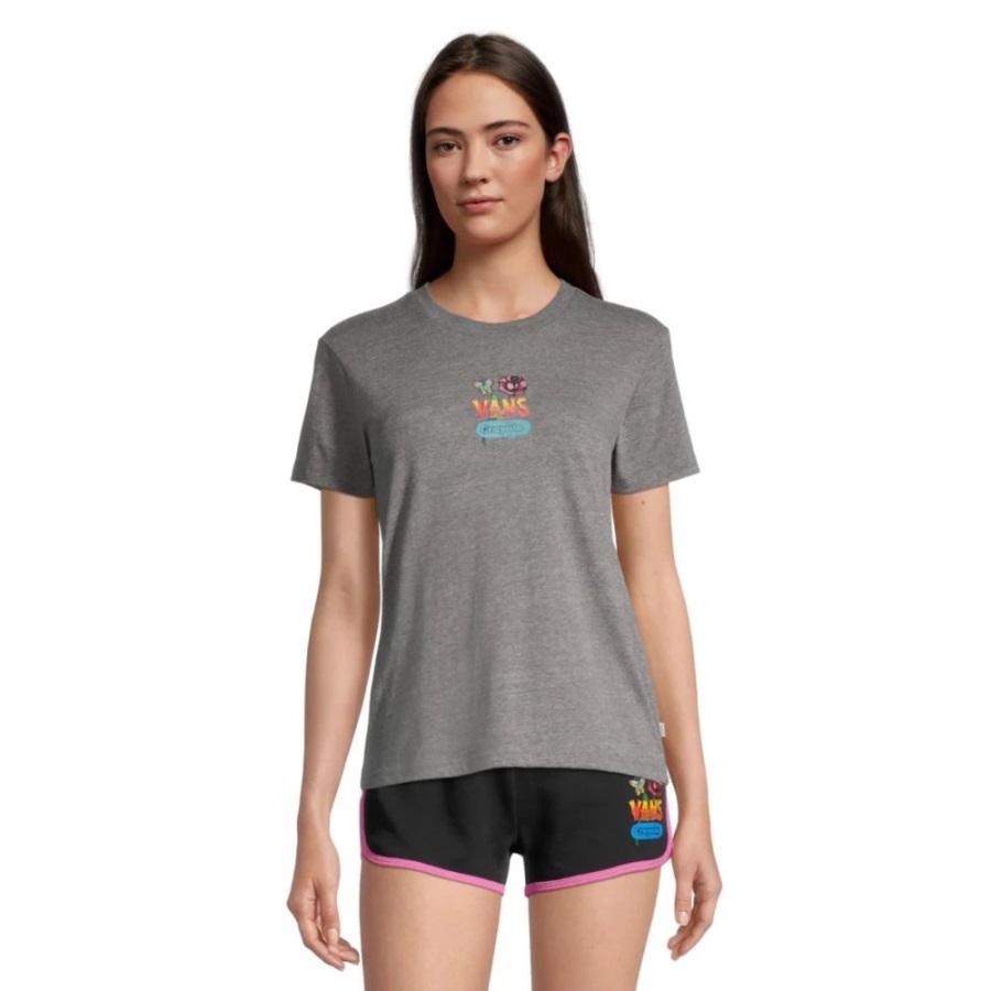 Vans X Crayola Crew Rose T Shirt Femme Gris Chiné