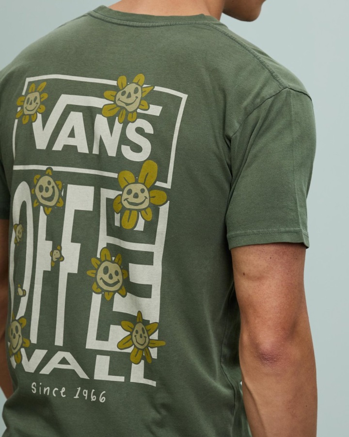 Vans Trippy Grin T-shirt à Manches Courtes à Fleurs Vert Canard